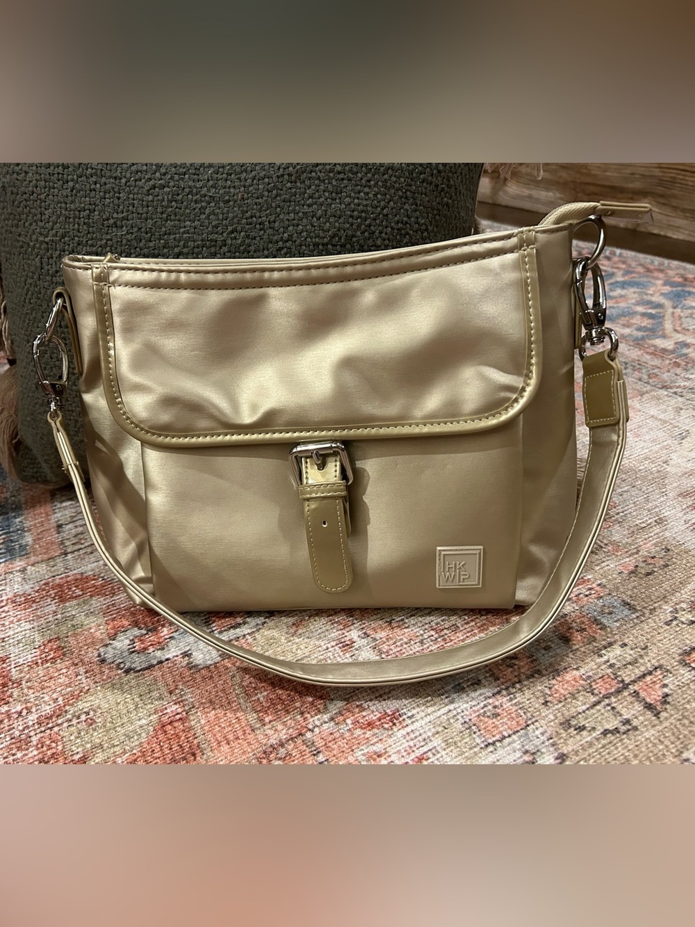 IHKWIP Champagne Gold Shoulder Bag with Front Buckle